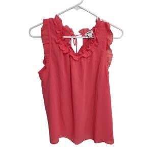 J. Crew Factory Chiffon Ruffle Blouse Coral Small Lightweight Office Preppy Boho